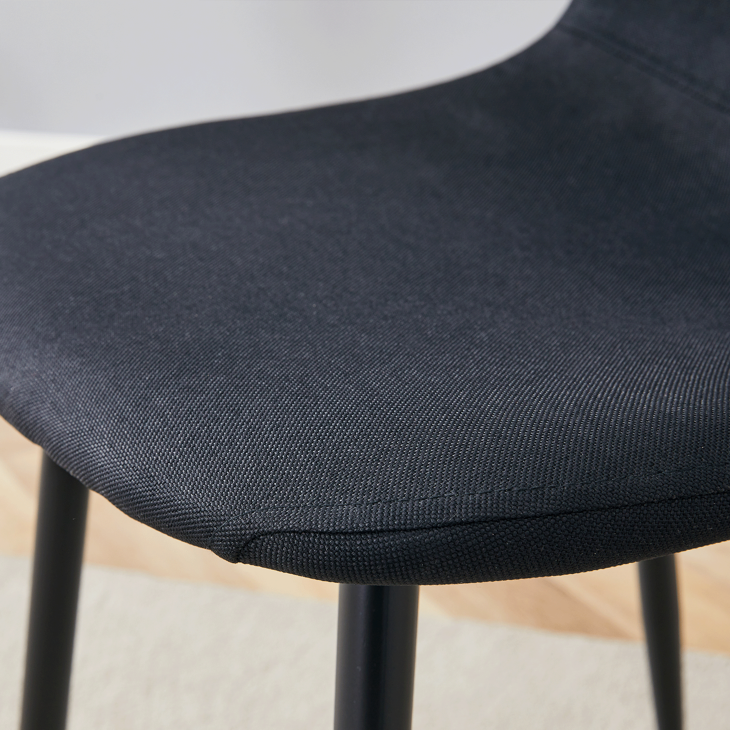 Luxury Simple Chair - Set of 4 BLACK Linen-Cotton Material High