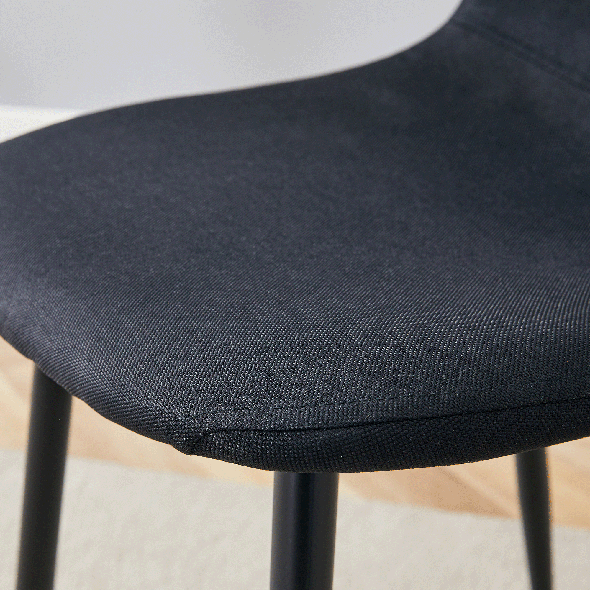 Luxury Simple Chair - Set of 4 BLACK Linen-Cotton Material High