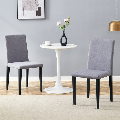 Two Light Gray Linen-Cotton dining chairs, simple and versatile,