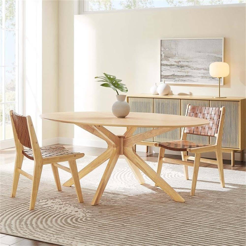 EEI-3849-OAK Crossroads 71&quot; Oval Wood Dining Table, Oak