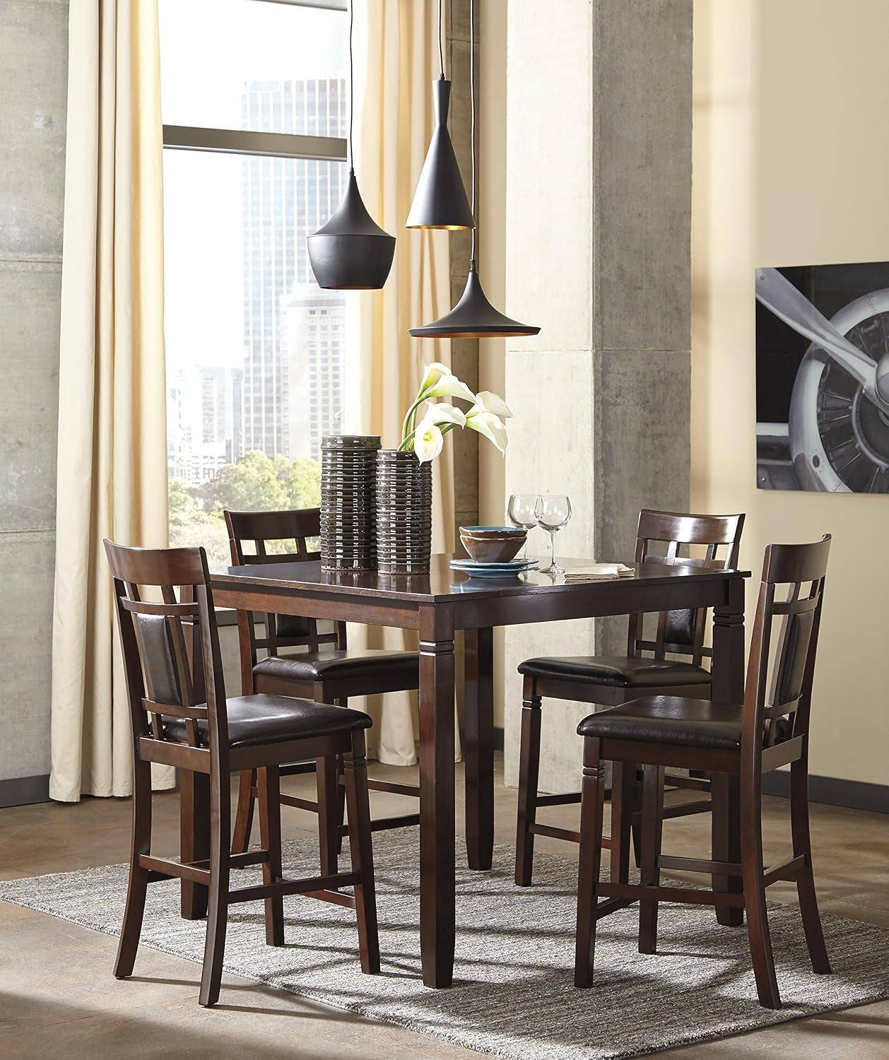 Bennox 5 Piece Counter Height Dining Set, Includes Table &amp; 4