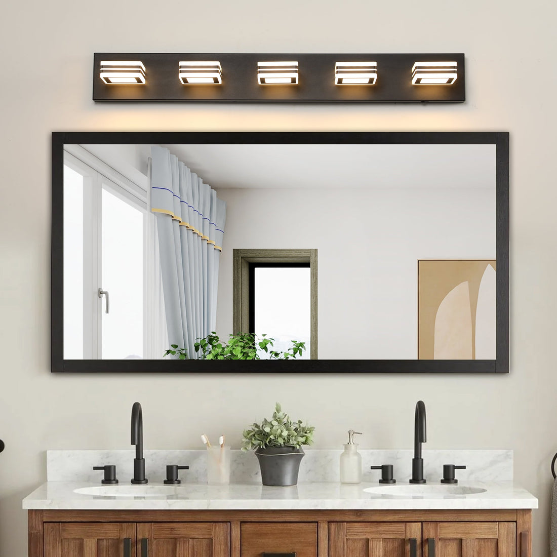Modern 5-Light LED Vanity Light - Sleek Bathroom Wall Fixture, Iron &amp;