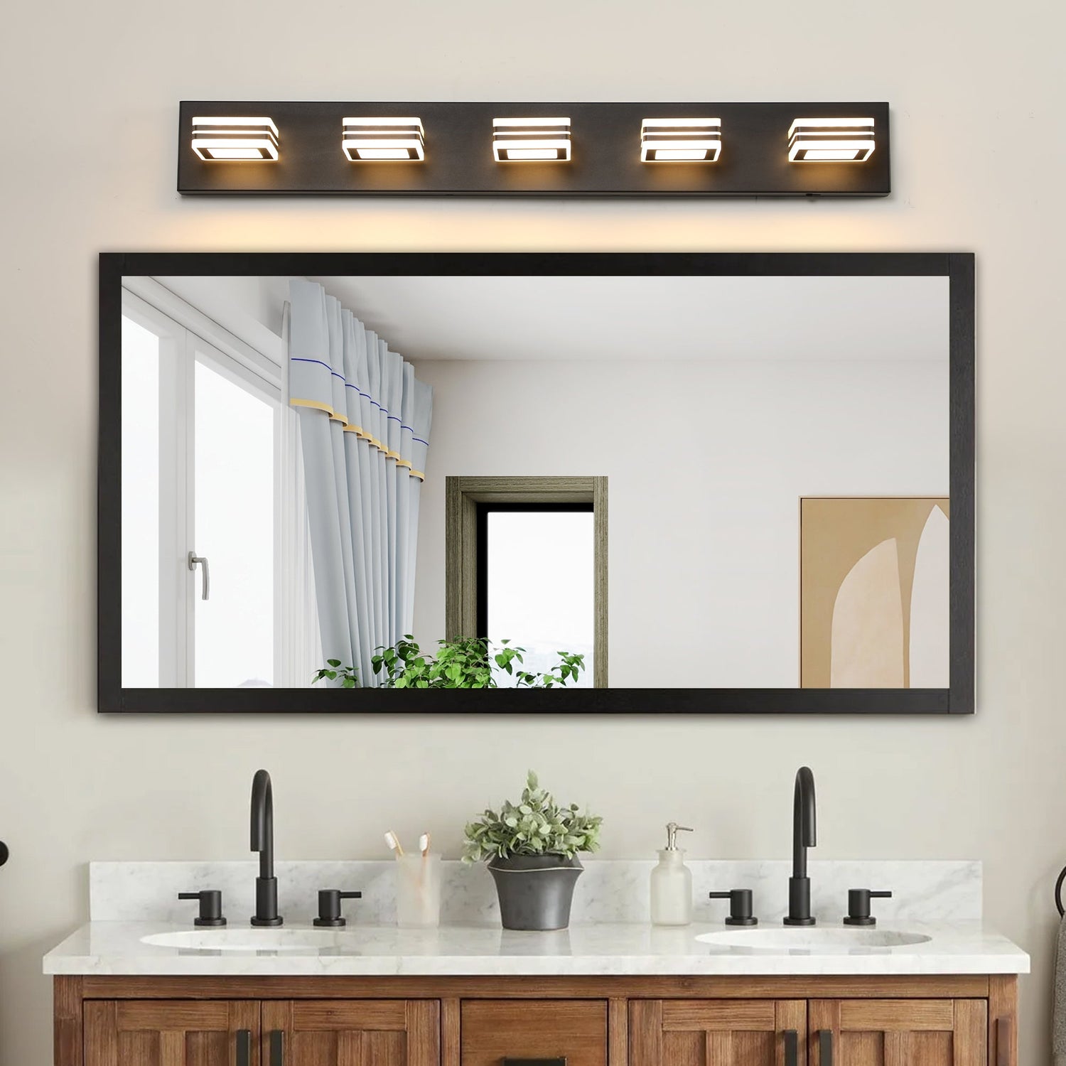 Modern 5-Light LED Vanity Light - Sleek Bathroom Wall Fixture, Iron &amp;
