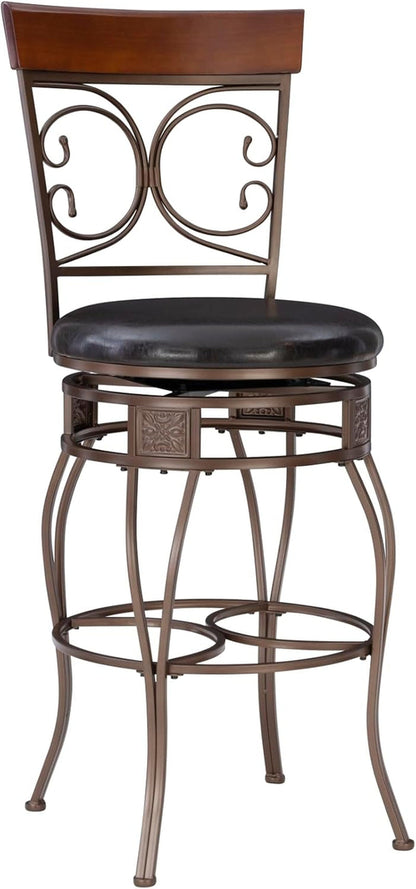 Company Back Scroll  Big and Tall Barstool, Bar Height, Dark