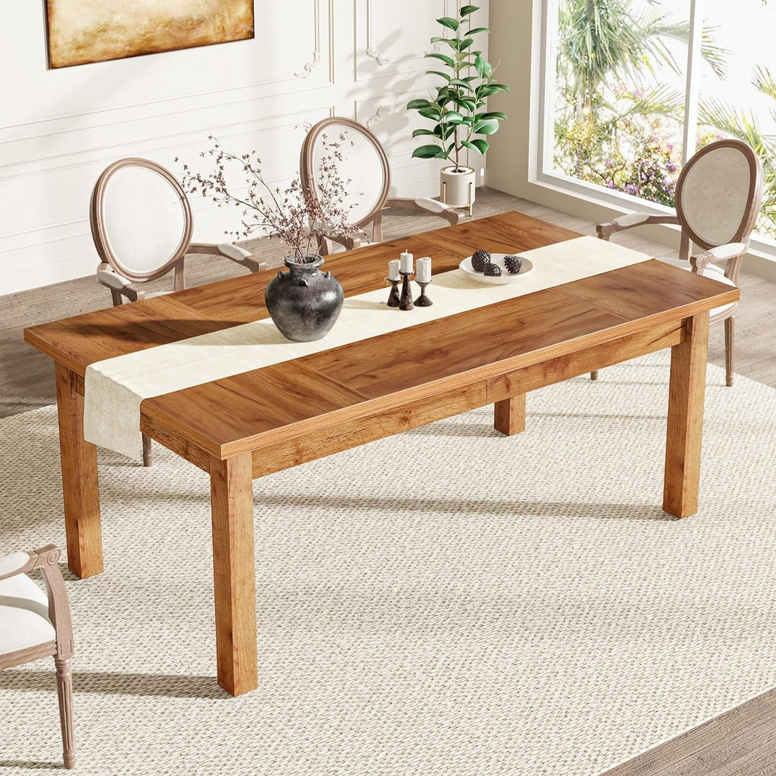 70.87&quot; Wood Dining Table for 6-8 People, Modern Large Rectangle