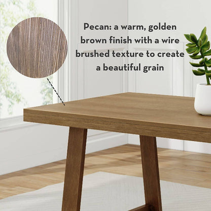 Pecan Wirebrush Wood Rectangular Dining Table