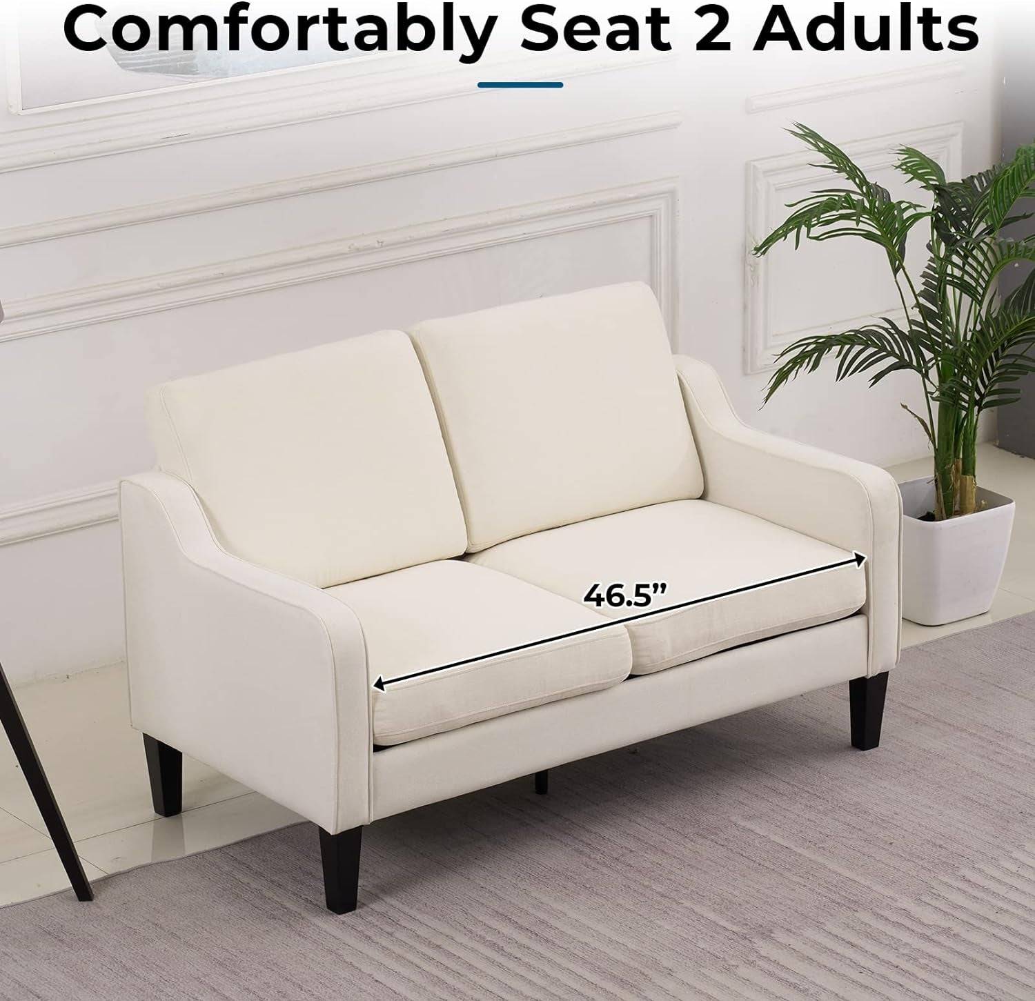 Beige Mid-Century Modern Loveseat (53&quot;) rana