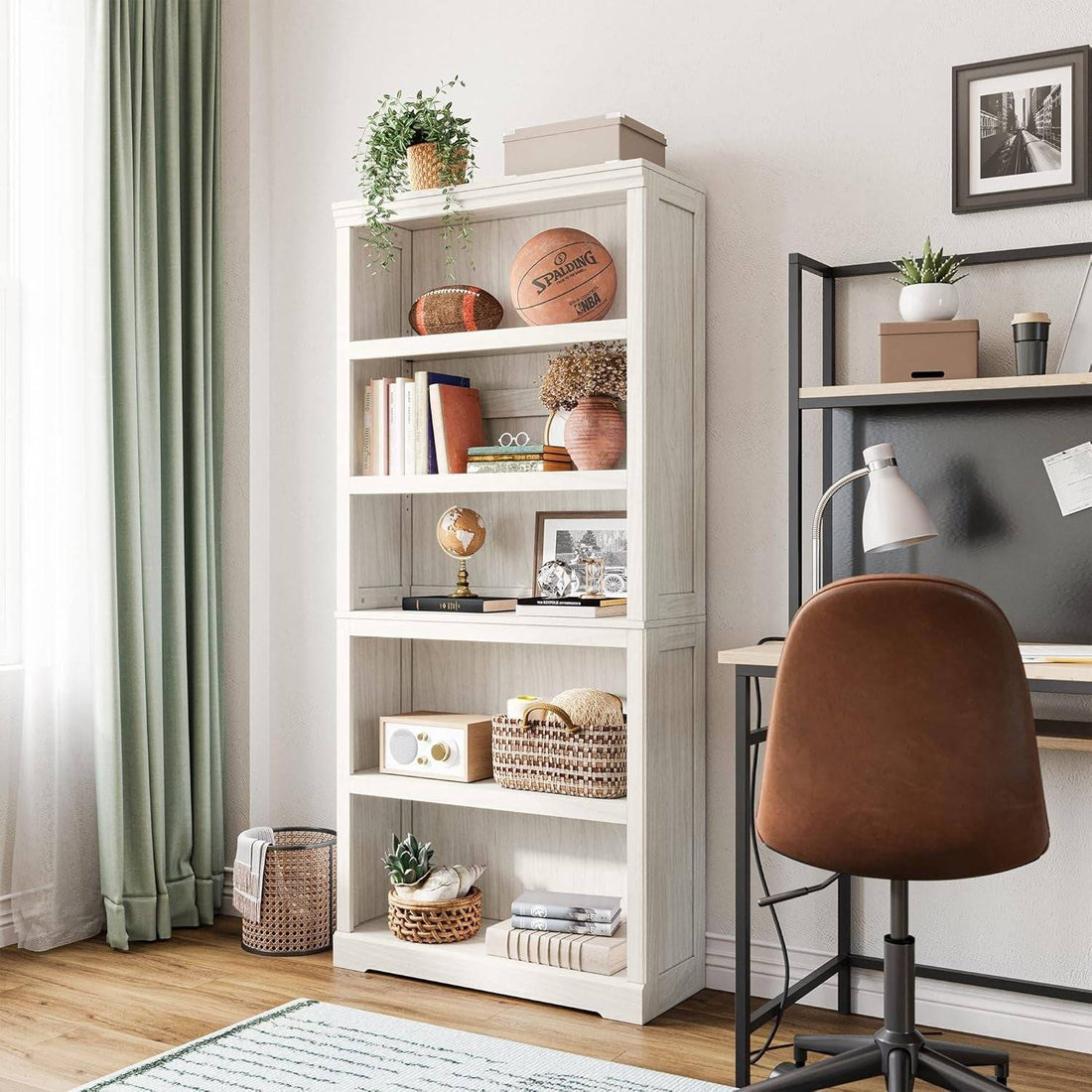 5-Shelf Bookcase, Bookshelves Floor Standing Display Storage Shelves