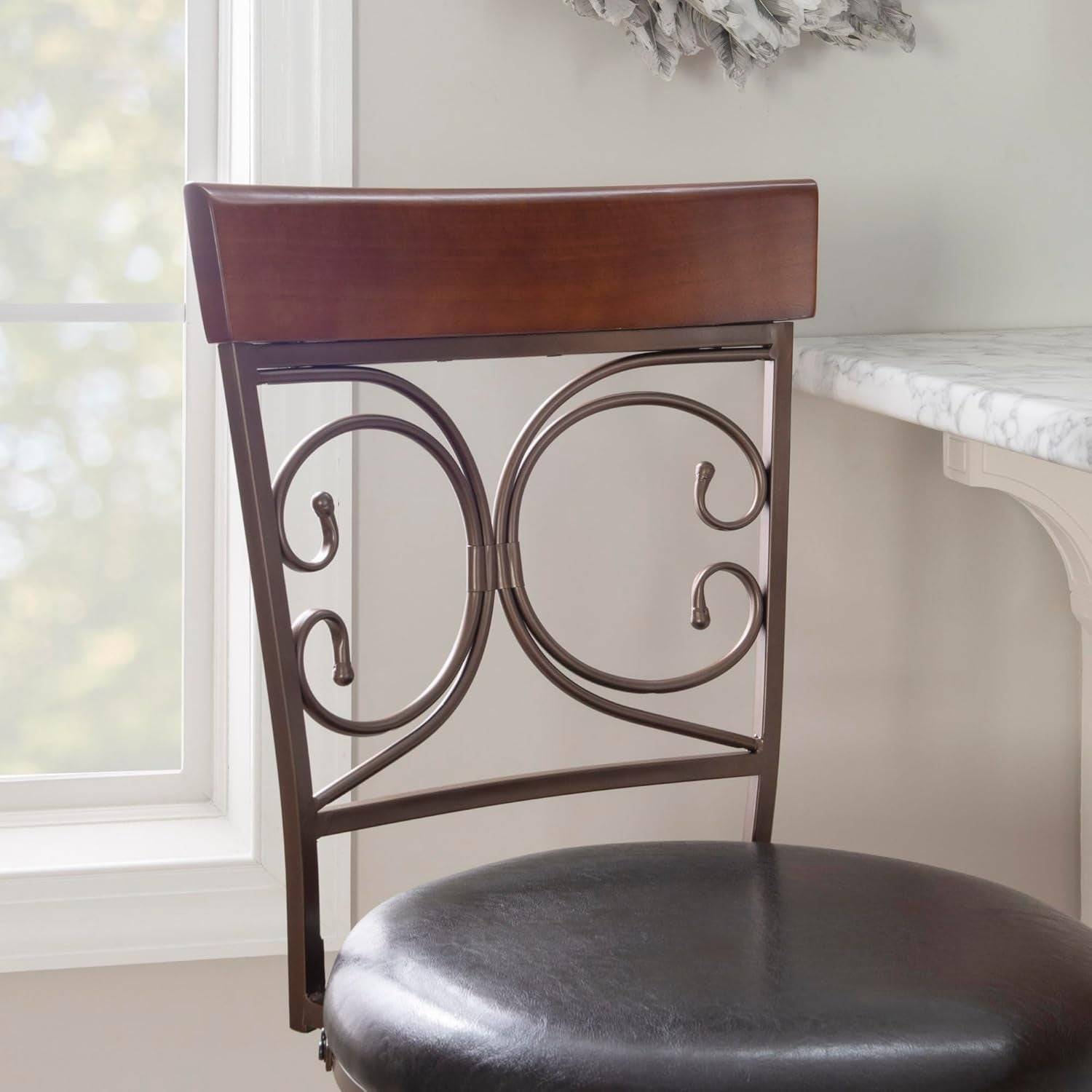 Company Back Scroll  Big and Tall Barstool, Bar Height, Dark