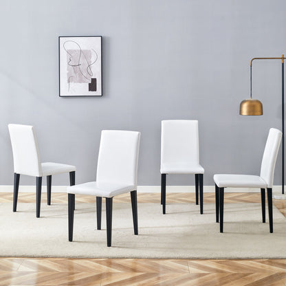 Four White PU dining chairs, simple and versatile, comfortable and