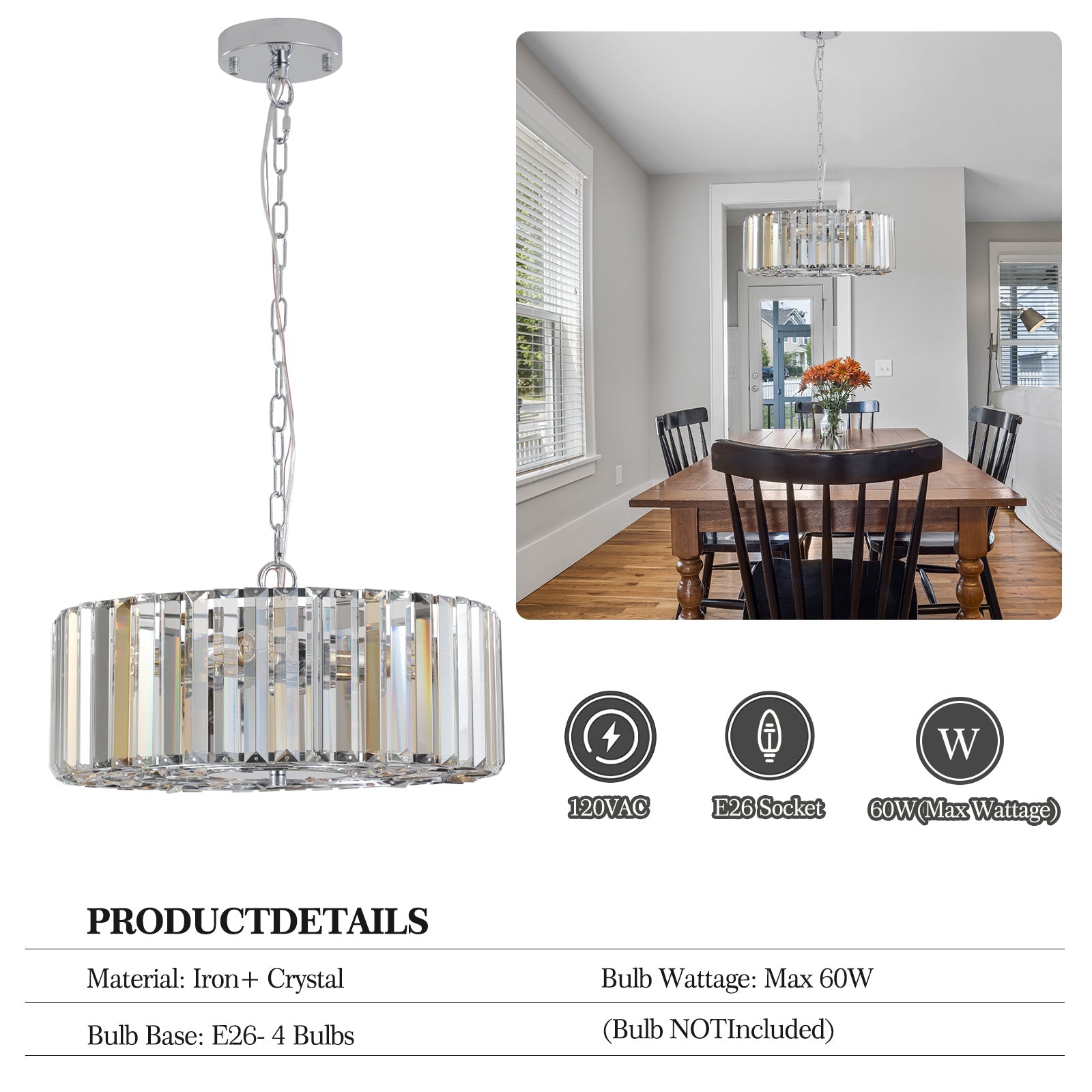Modern Crystal Chandelier for Living-Room Round Cristal Lamp Luxury