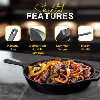 Utopia Kitchen Pre-Seasoned Cast Iron Skillet 12 Inch