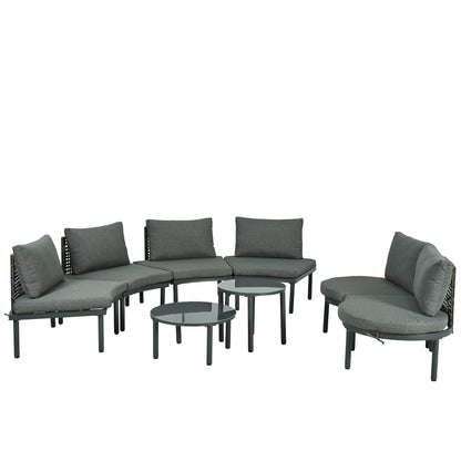 8-Piece Patio Sofa Furniture Set, Half Moon Outdoor Sectional Sofa
