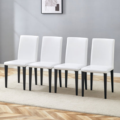 Four White PU dining chairs, simple and versatile, comfortable and