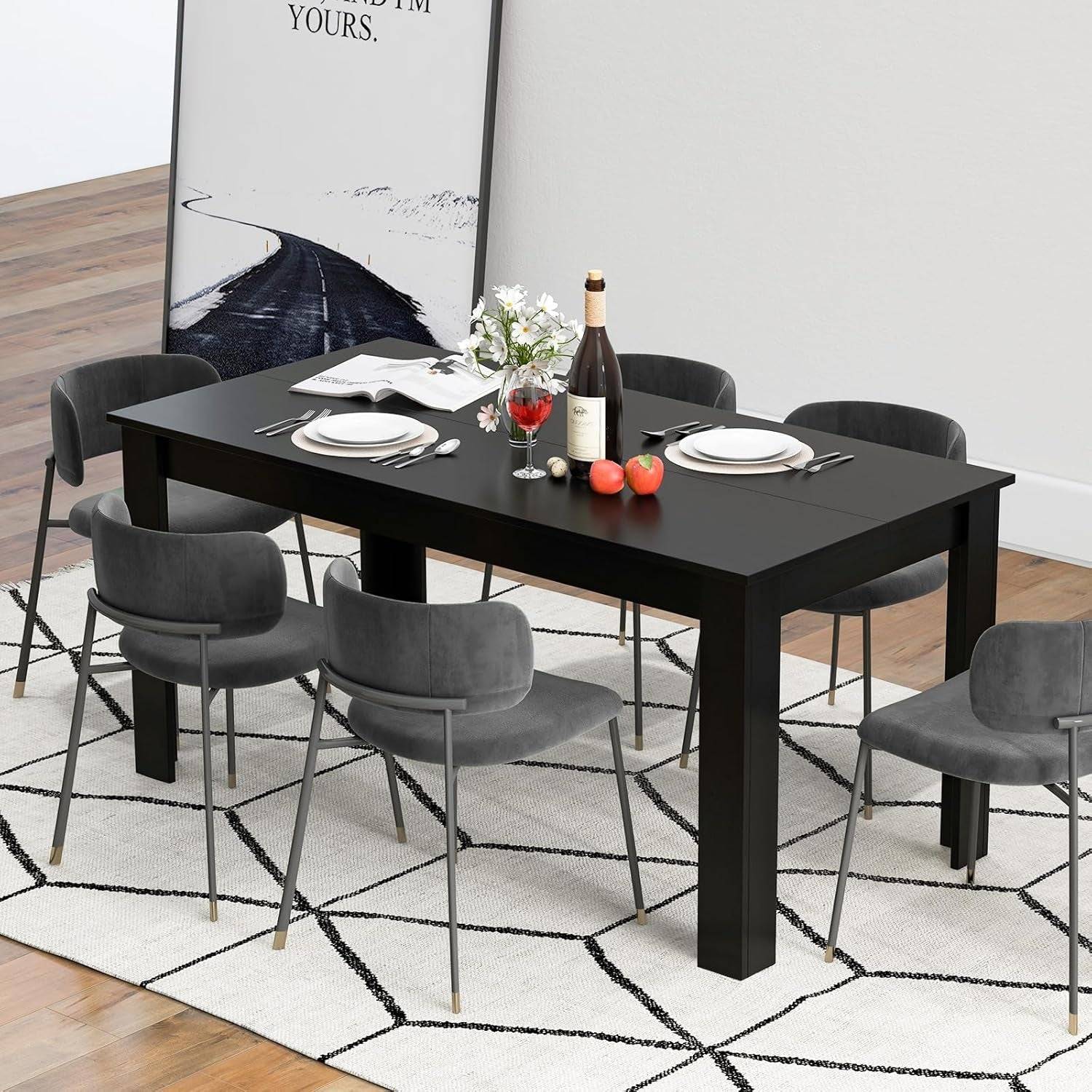 Dining Table for 6, Wood Rectangular Table, 63&quot; L X 31.5&quot; W X 30&quot; H