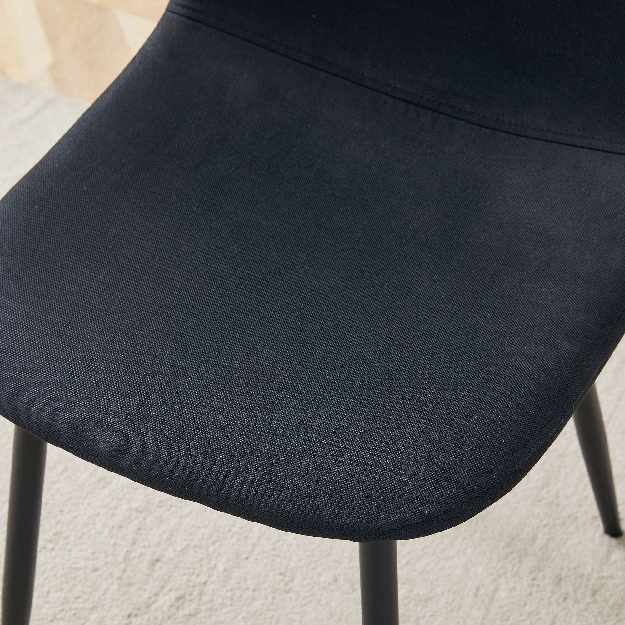 Luxury Simple Chair - Set of 4 BLACK Linen-Cotton Material High