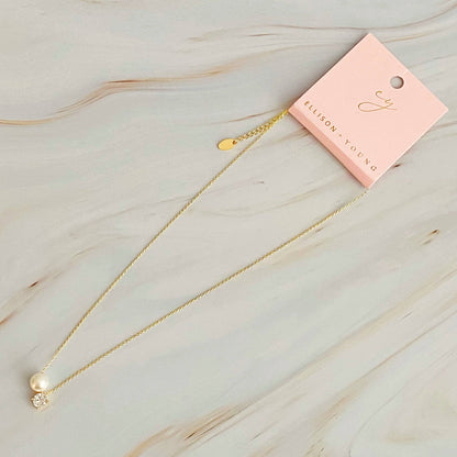 Single Pearl And Diamond Necklace