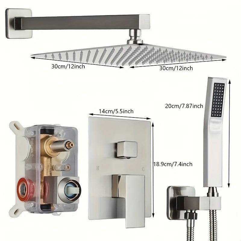 [Complete Matte Black Shower System] Shower Faucet Set Matte Black Shower System, Shower Faucet with Rain Shower Head and Handheld, Shower Faucets Sets Complete Shower Combo Set Rough-in Valve and Trim Kit Included