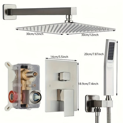 [Complete Matte Black Shower System] Shower Faucet Set Matte Black Shower System, Shower Faucet with Rain Shower Head and Handheld, Shower Faucets Sets Complete Shower Combo Set Rough-in Valve and Trim Kit Included