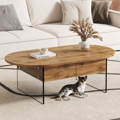 Cozy Natural Oval Double Drawer Coffee Table - 43.3&