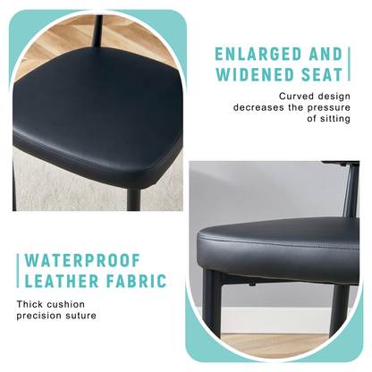 Black Minimalist Ergonomic Dining Chair, With A Curved Backrest For