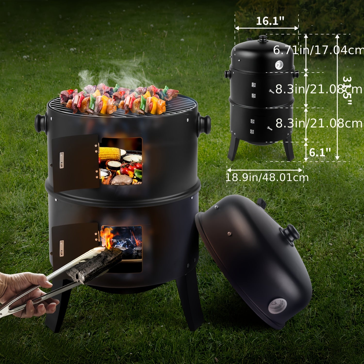 Iron Spray Smoker Carbon Grill, Black