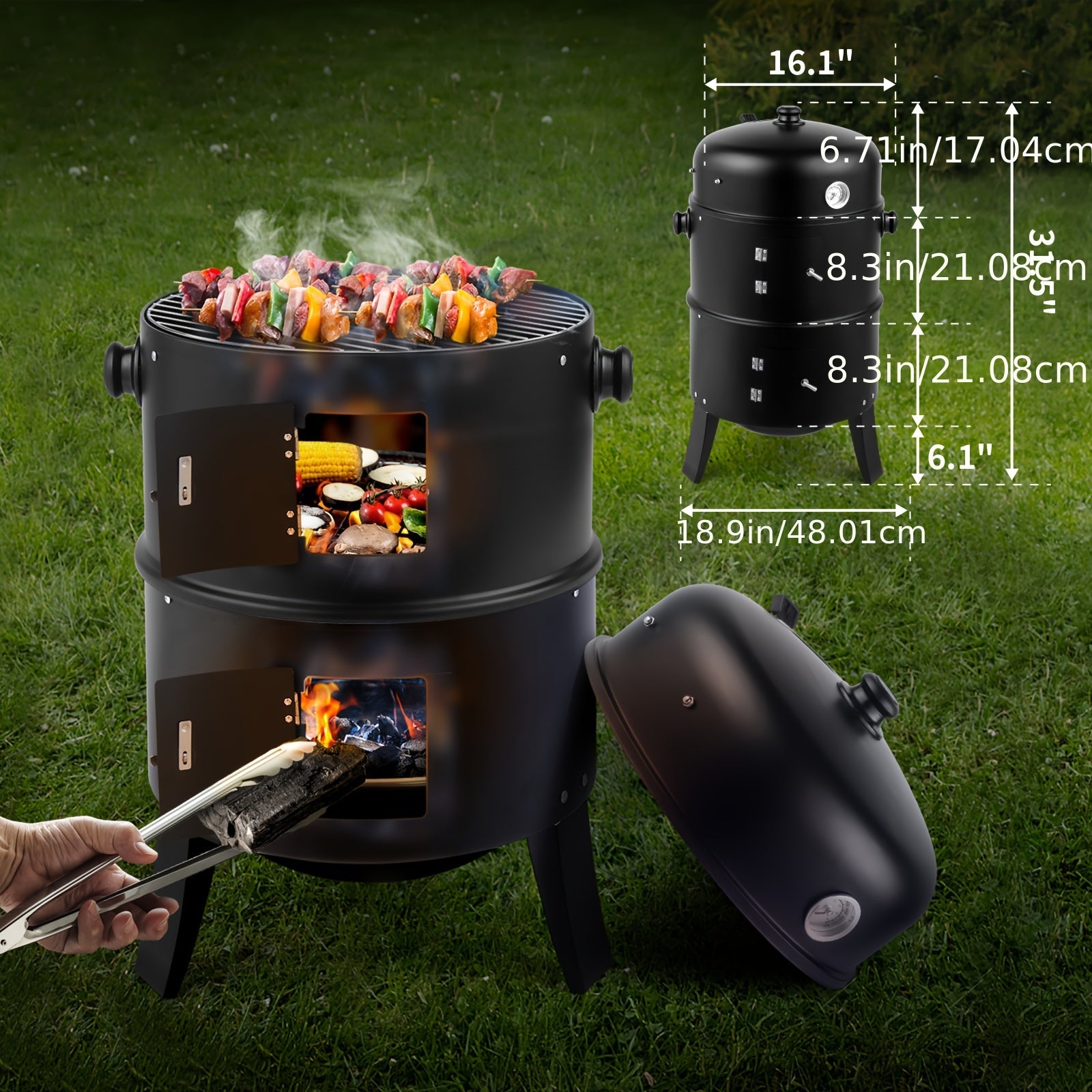 Iron Spray Smoker Carbon Grill, Black