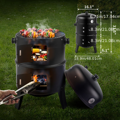 Iron Spray Smoker Carbon Grill, Black