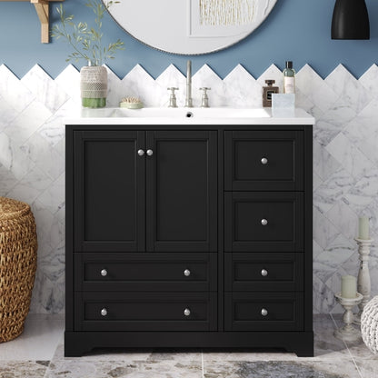36inch Bathroom Vanity with Sink,  Solid Wood Freestanding Bathroom