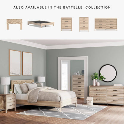 Battelle Mid-Century Modern 6 Drawer Dresser with Chevron Pattern and
