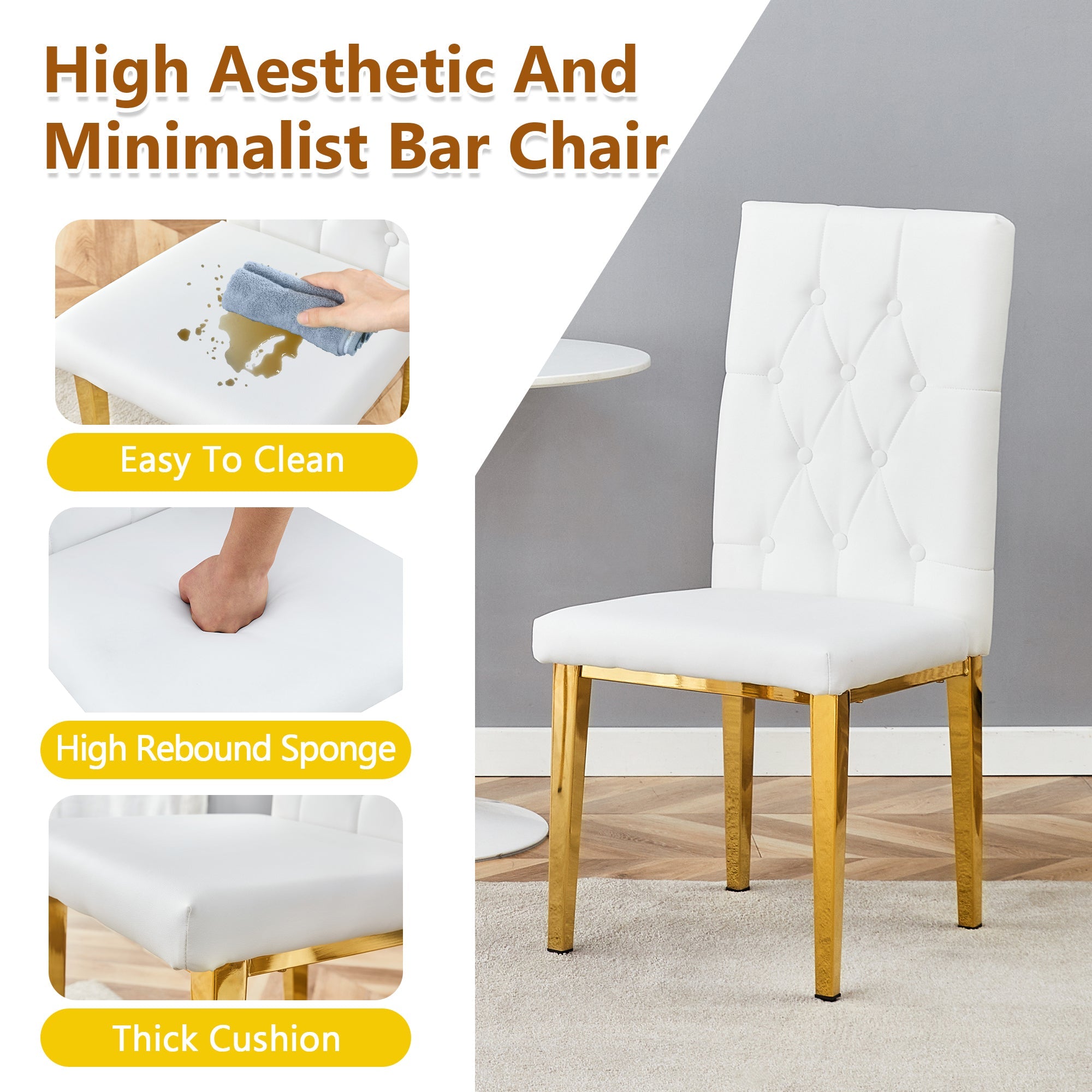 4 piece set of white dining chairs brings a touch of elegance and