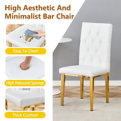 4 piece set of white dining chairs brings a touch of elegance and