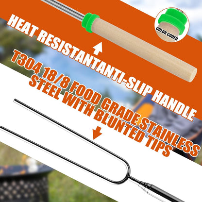 Extendable Stainless Steel Roasting Sticks 10 pcs