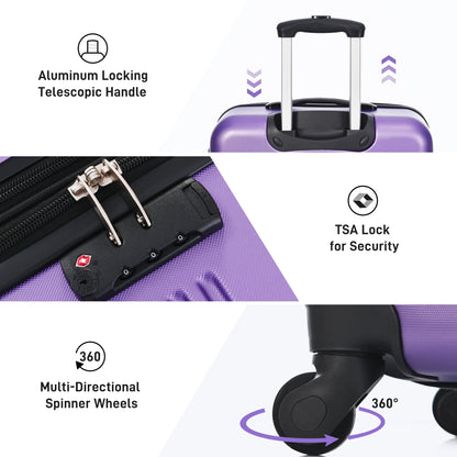 3 Piece Luggage Set Hardside Spinner Suitcase with TSA Lock 20&