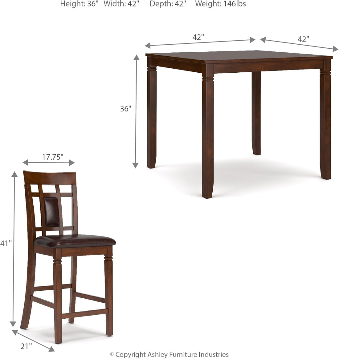 Bennox 5 Piece Counter Height Dining Set, Includes Table &amp; 4