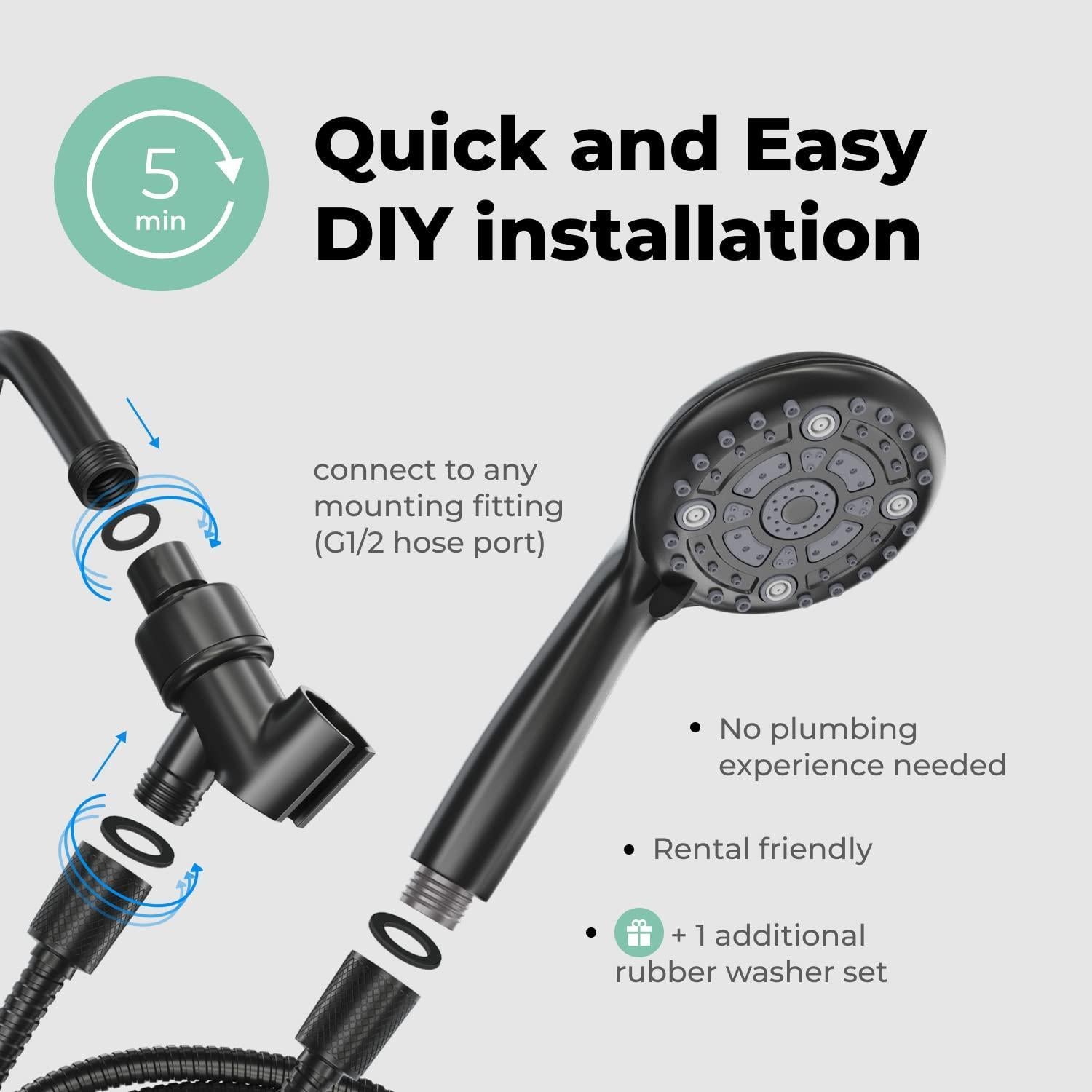 High Pressure 6 Settings Shower Head with Handheld   5&