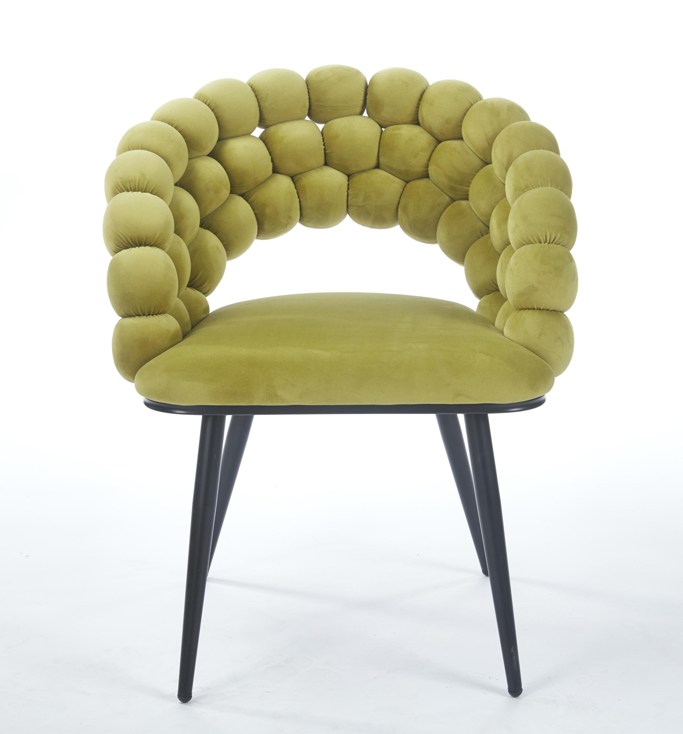 Green Modern chair(set of 2 ) with golden color iron tube legs,  soft