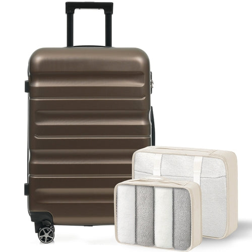 Hardshell ABS Luggage Set, 24-Inch Checked Suitcase with Spinner