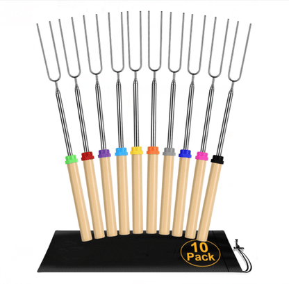 Extendable Stainless Steel Roasting Sticks 10 pcs