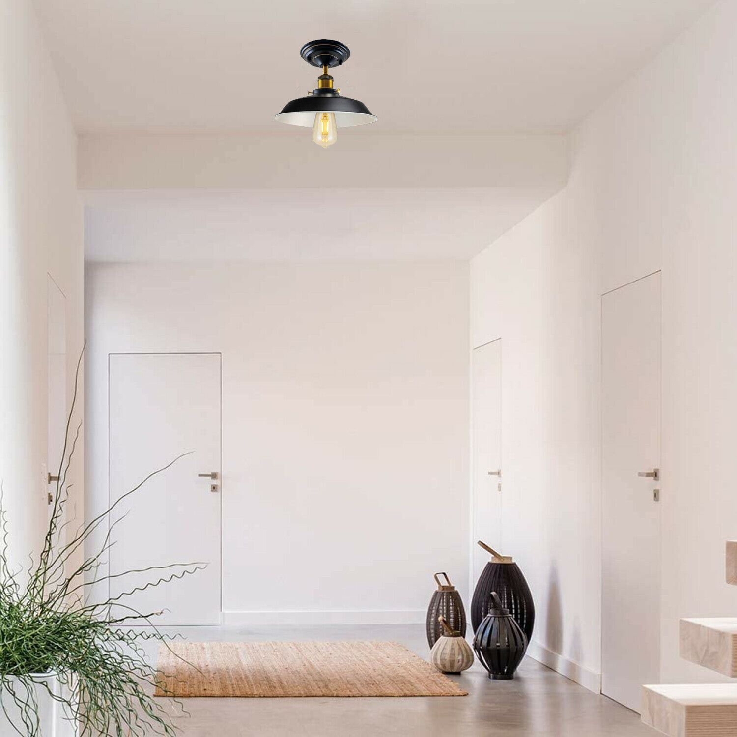 Metal Bowl Lampshade Flush Mount Ceiling Light Fixture ~1209