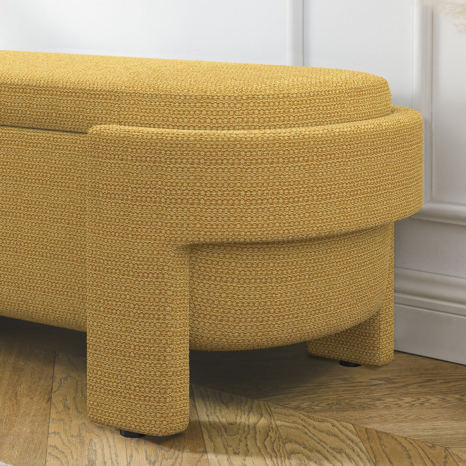 Linen Fabric Upholstered Bench with Large Storage Space for the Living