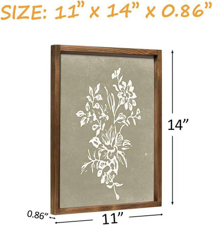 Boho Botanical Framed Art: Rustic Wood Minimalist Set