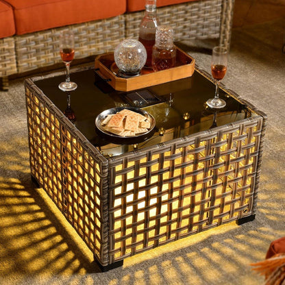 5 Piece Outdoor Patio Furniture with 3 Seat Sofa,Rattan Wicker