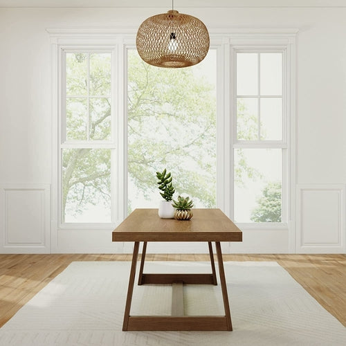 Pecan Wirebrush Wood Rectangular Dining Table
