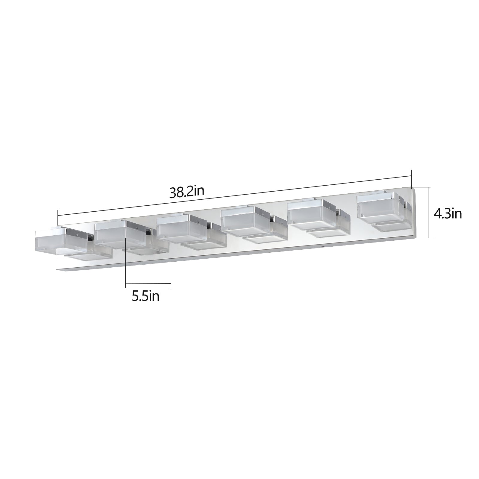Modern 6-Light Chrome LED Vanity Mirror Light Fixture For Bathrooms