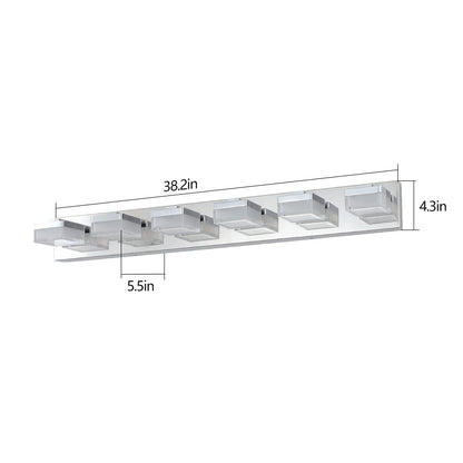 Modern 6-Light Chrome LED Vanity Mirror Light Fixture For Bathrooms