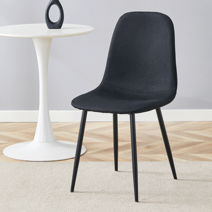 Luxury Simple Chair - Set of 4 BLACK Linen-Cotton Material High