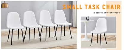 Luxury Simple Chair - Set of 4 WHITE Linen-Cotton Material High
