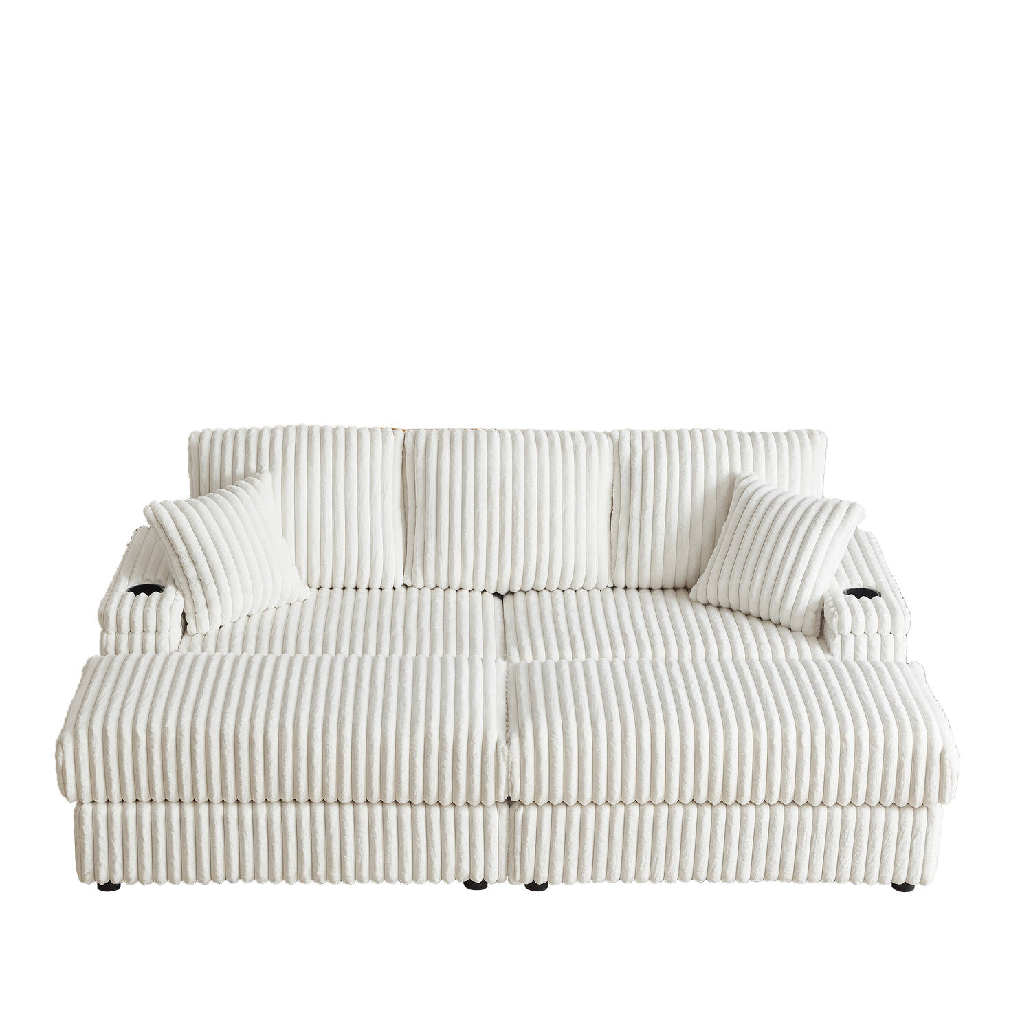 84Inch Corduroy 3-seater sofa With 3 back pillows ,2 toss pillows , a