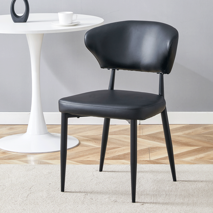 Black Minimalist Ergonomic Dining Chair, With A Curved Backrest For